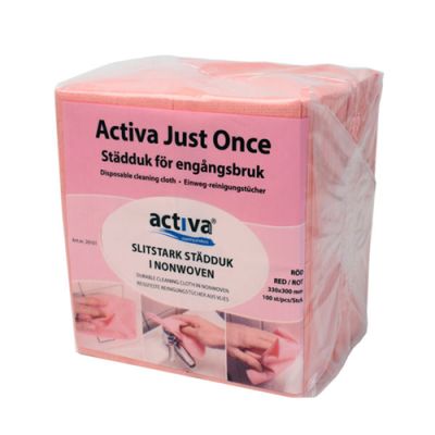 Activa Just Once lupatiņas, sarkanas 33x33cm 100iepak.