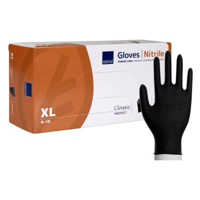 Abena vienreiz lietojamie cimdi nitrila XL melni 180gab