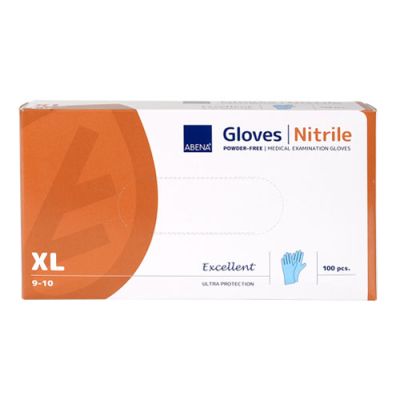 Abena nitrila cimdi zili bez pūdera XL/9-10 100gb