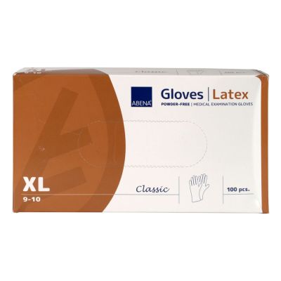 Abena vienreiz lietojamie cimdi lateksa XL bez pūdera