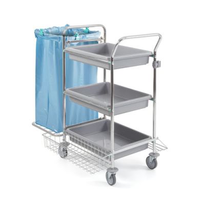 Cleaning trolley Tecno 62 with one bag holder, chromed