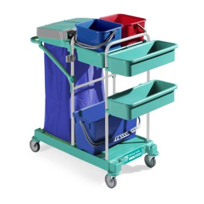 Cleaning trolley Green 60, blue frame