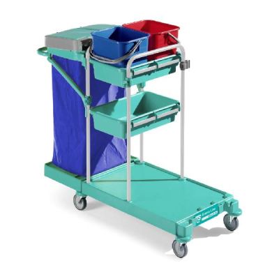 Cleaning trolley Green 130, blue frame