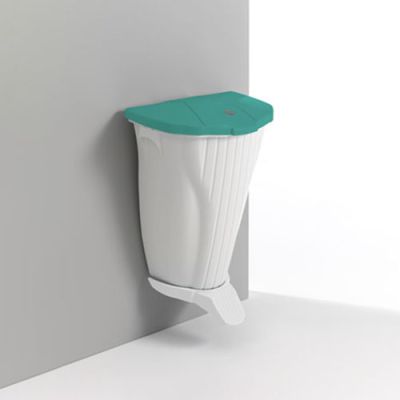 TTS Wall Up Atkritumu tvertne balta ar zaļu vāku un baltu pedāli 50L