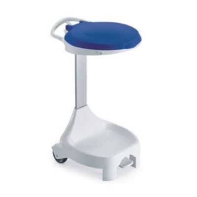 SMILE 120lt white with 2 wheels, blue lid, pedal