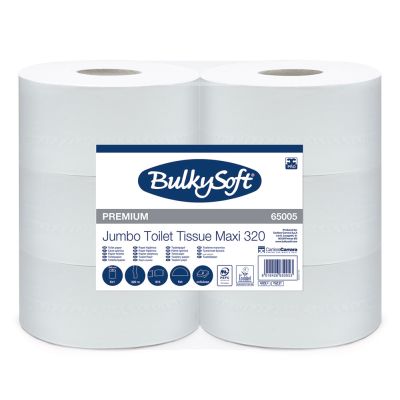 BulkySoft Premium Maxi Jumbo tualetes papīrs, 320 m, 2k (6 gb/iepak.)