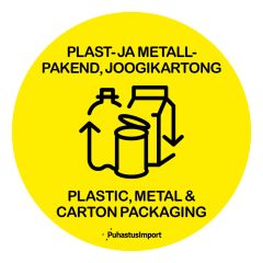 Waste sorting label, PAKENDID, kollane