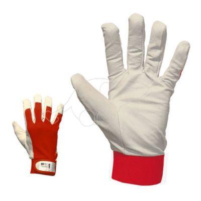 Goat leather / textile glove 10/XL white/red
