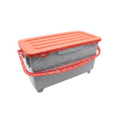 Mop box, 22 litre, grey, red handle and cover