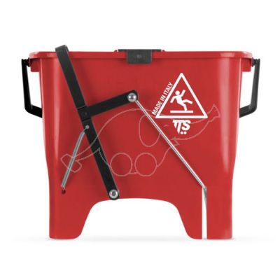 Bucket Squizzy 15L with roll squeezer, pedal and divider,red