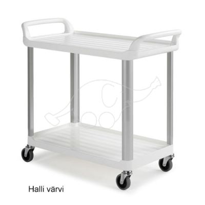 Shelf GREY 2 tier cart  without walls, 100mm wheels