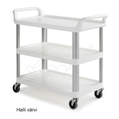 Shelf GREY 3 tier cart without walls, 100mm wheels