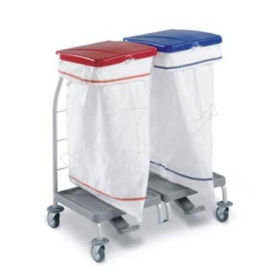 Waste/ linen trolley Dust 2x70L with pedal and lid