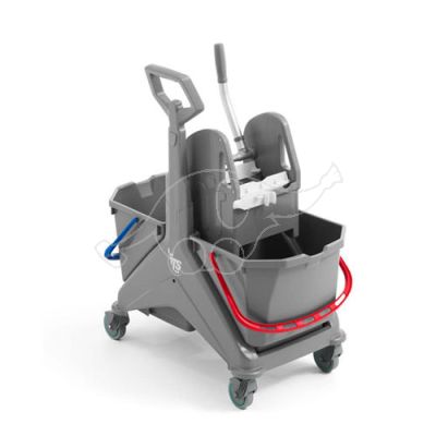 Cleaning trolley Nickita 2x25L T- handle with wringer, grey