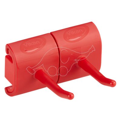 Vikan Hygienic Wall Bracket, DoubleHook Module, Red