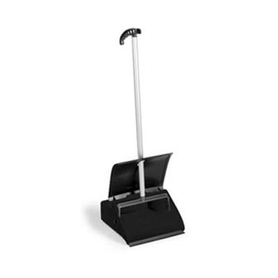 Dust pan with lid+handle+grip, black