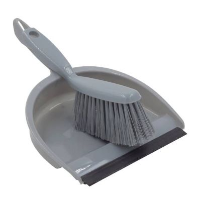 Dust pan + brush set, 32x23x7, grey