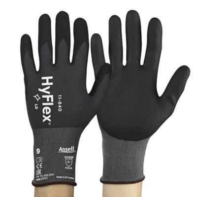 HyFlex 11-840 cimdi  M/8, melni/pelēki