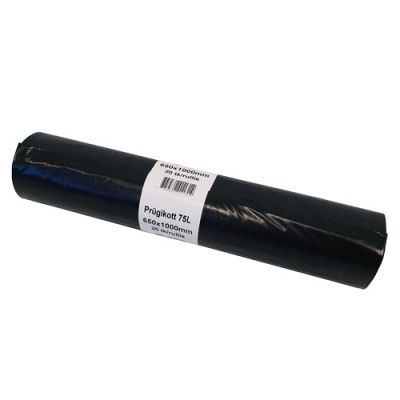 Garbage bag 75L black 20pcs/roll 650x1000x0,040