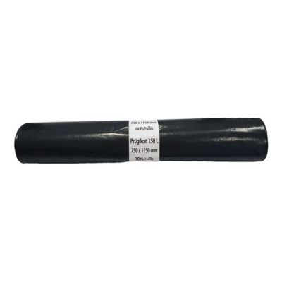 Garbage bag 150L black 10pcs/roll 750x1150x0,050mm