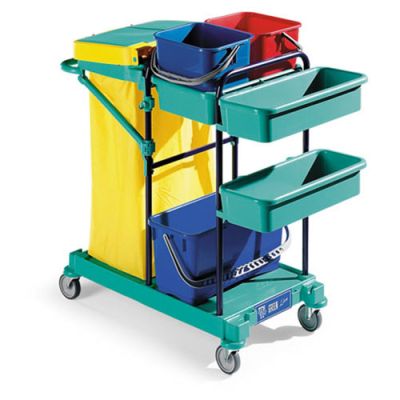Cleaning trolley Green 60, blue frame