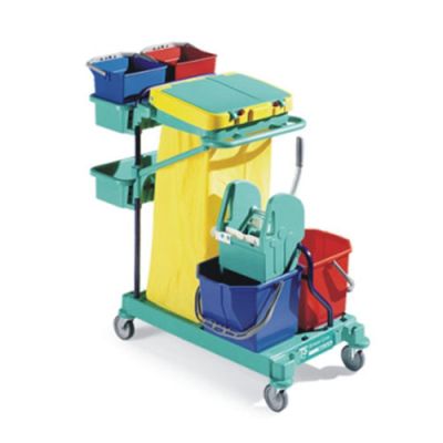 Cleaning trolley Green 160, blue frame