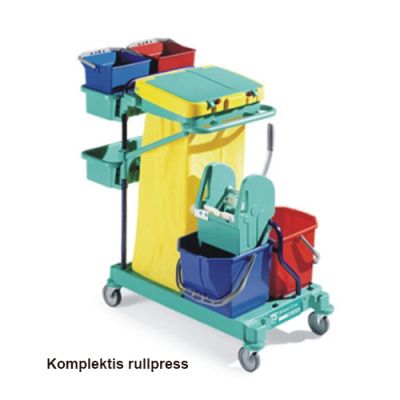 Cleaning trolley Green 160, roller wringer, blue frame