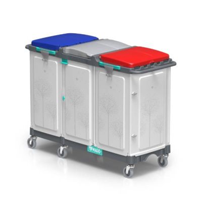 Waste collection trolley Magic Line 150P 3x150L, 150mm wheel
