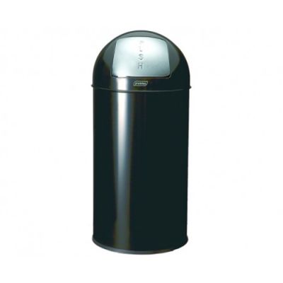 Waste bin round 40L metal, black in-/outdoors