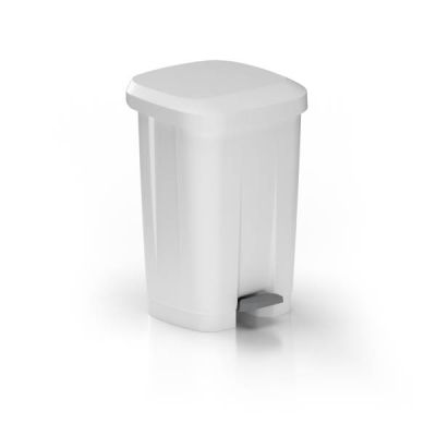 Dust bin Moji 50L with pedal and lid, white, no logo