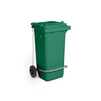 Waste bin 120L with pedal and 2 wheels, green