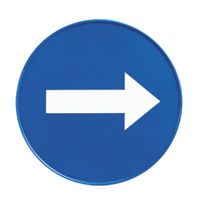 Blue round sign for pyramidal floor sign