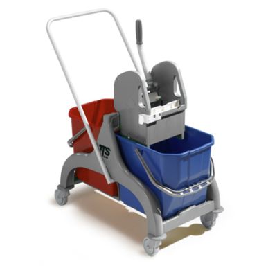Trolley Nick 2x15L with wringer, grey