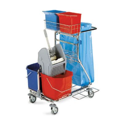 Cleaning trolley Modular 112 chromed 2x15L buckets