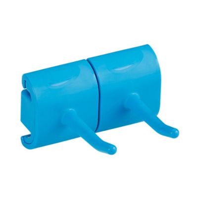 Vikan Hygienic Wall Bracket, DoubleHook Module, Blue