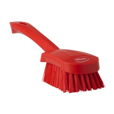 Vikan washing brush with short handle 270mm hard, red