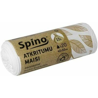 Atkritumu maisi 15L, balti, 20gab/rullī, 8mkr